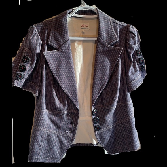 Denim pinned stripe casual jacket. Zinc size S. - Picture 1 of 1